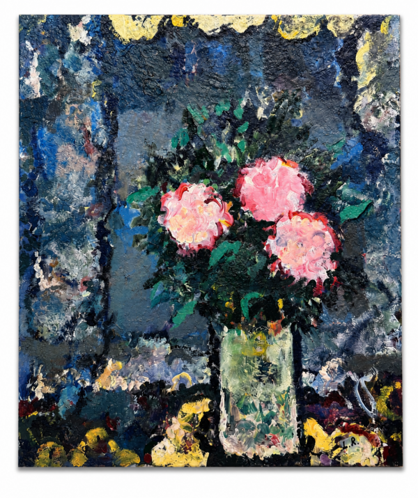 Leo Rotko Pink Flowers 2001 oil on canvas expressive floral still life