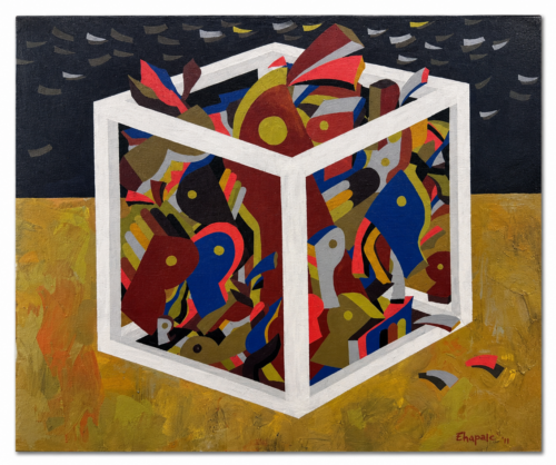 Tony Zhuravel The Cube 2011 acrylic on canvas geometric abstract painting