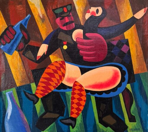 Oleg Kroshkin Dancing Time 2001 oil on canvas colourful figurative painting